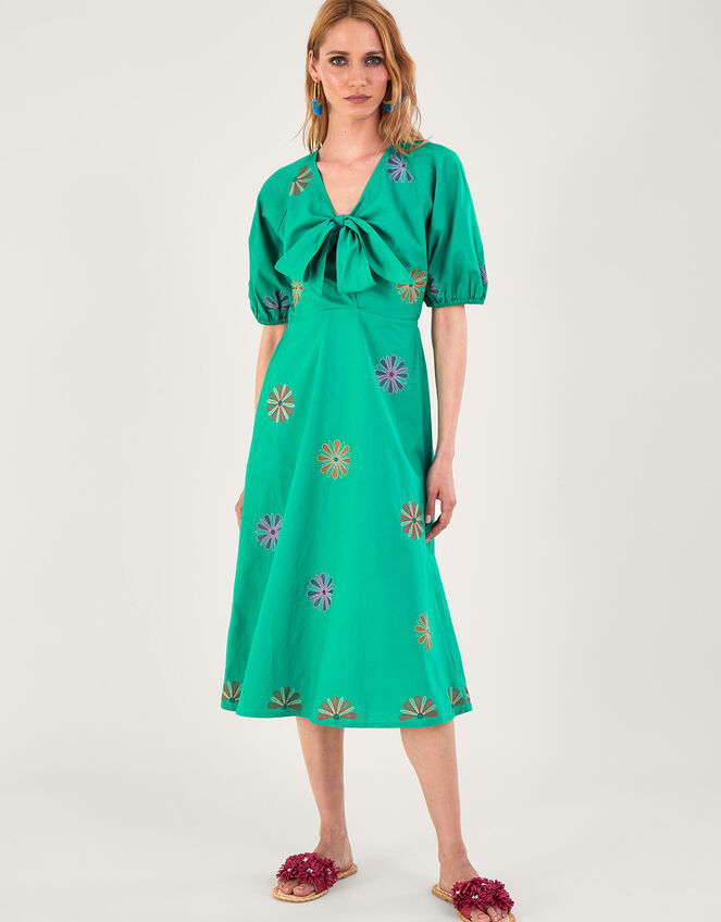 Embroidered Flower Midi Dress Green | Day Dresses | Monsoon UK.