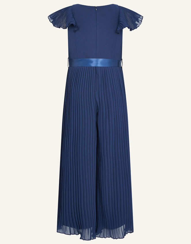 Sunray Corsage Pleated Jumpsuit, Blue (NAVY), large
