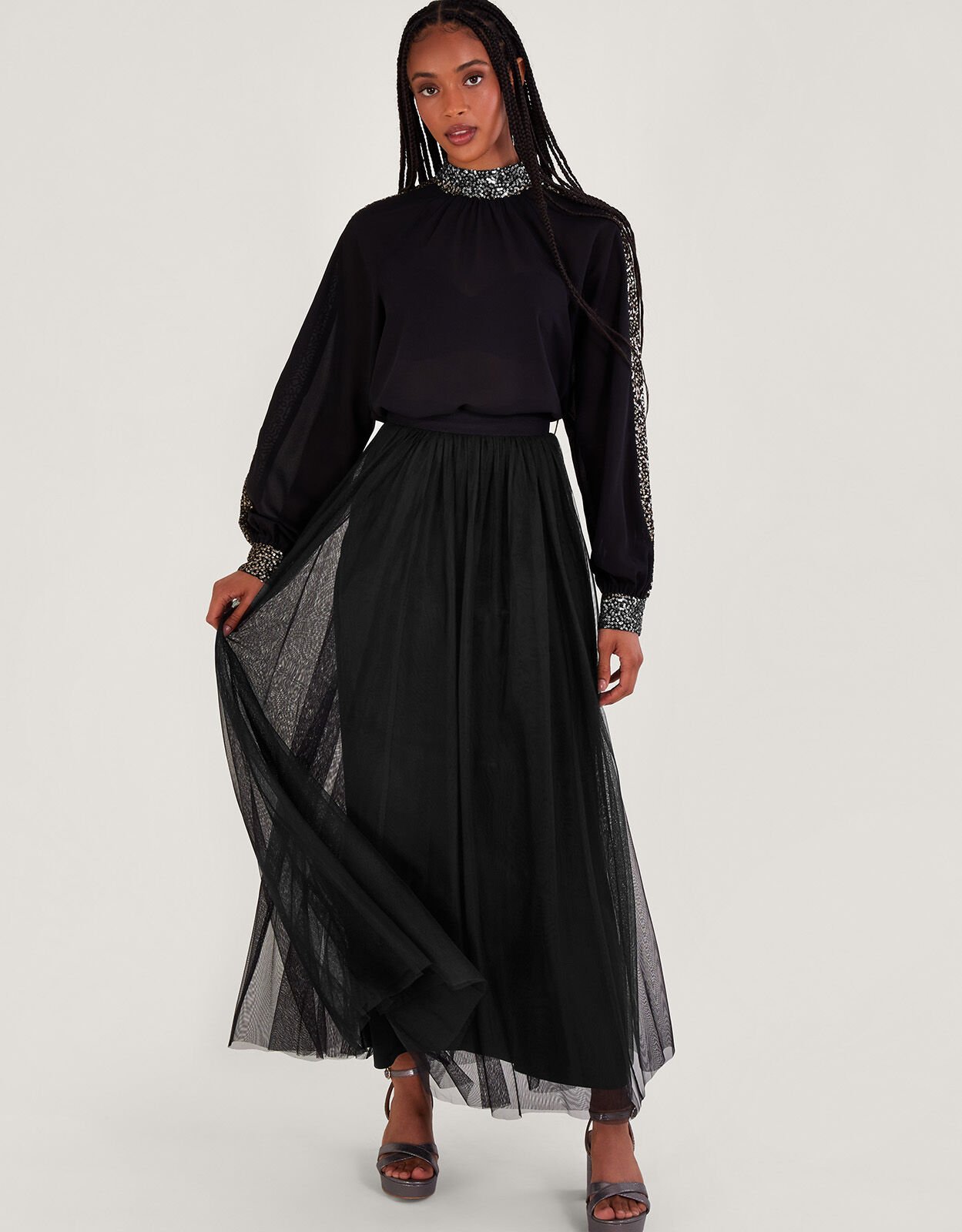 Tala Tulle Maxi Skirt Black