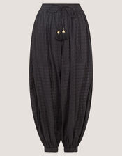 Nora Textured Cotton Balloon Trousers, Black (BLACK), large