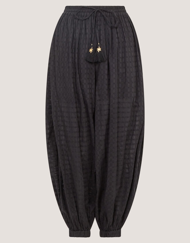 Nora Textured Cotton Balloon Trousers, Black (BLACK), large