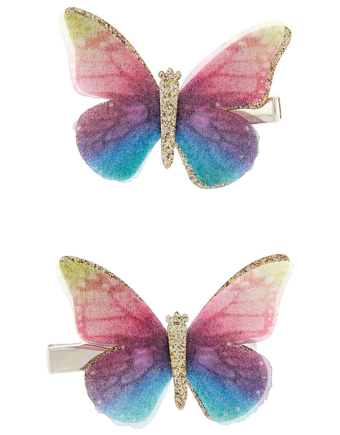 Rainbow Butterfly Hair Clips, , large