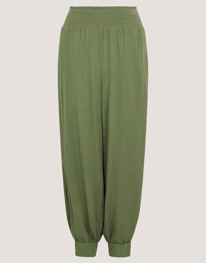 Reese Shirred Harem Trousers, Green (KHAKI), large