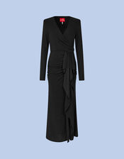 Crās Ruffle Wrap Maxi Dress, Black (BLACK), large
