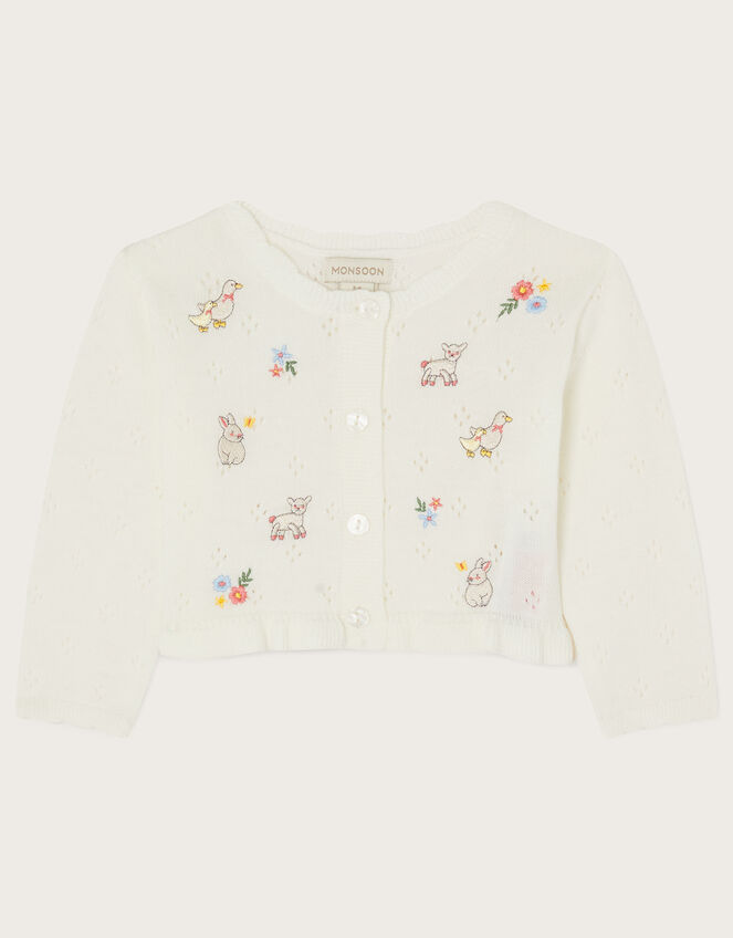 Newborn Farm Animals Cardigan Ivory