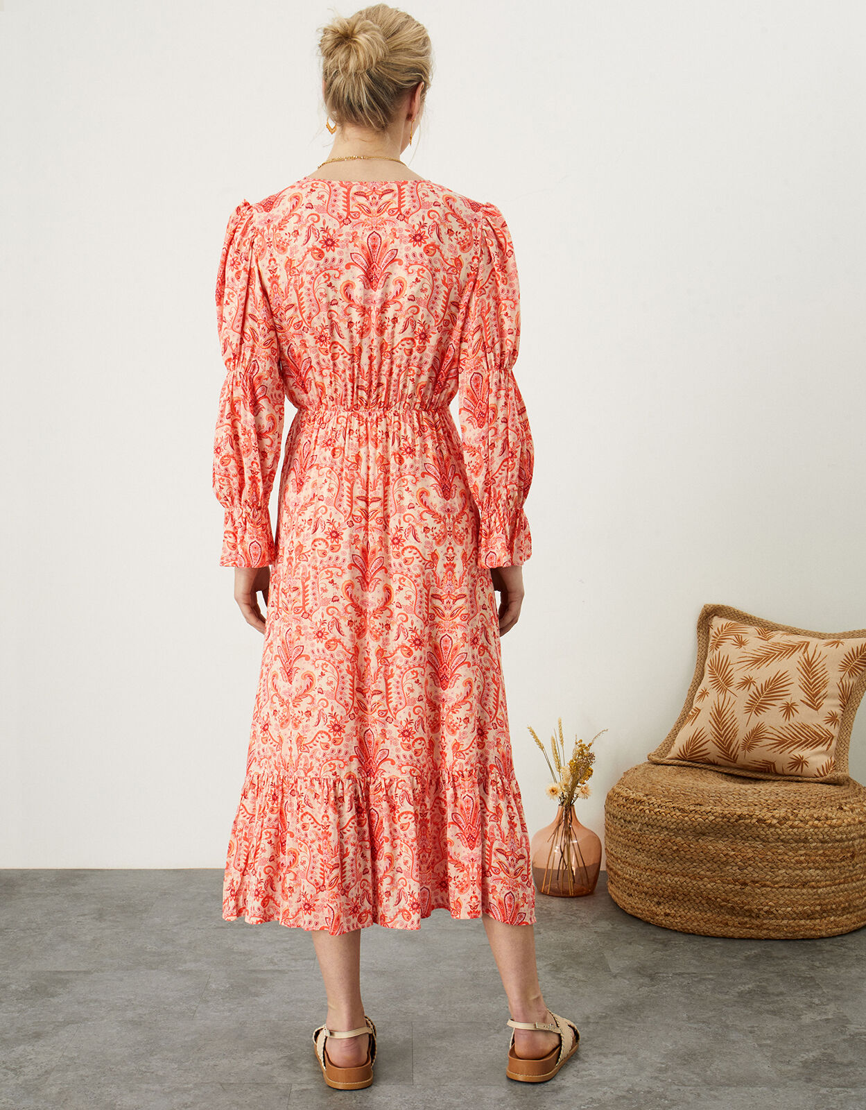 Paisley Print Maxi Wrap Dress Orange Orange Maxi Dresses