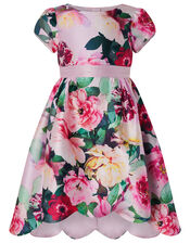Belle Floral Print Scalloped Hem Dress, Pink (PINK), large