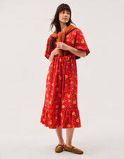 Libby Floral Jersey Midi Dress, Red (RED), large
