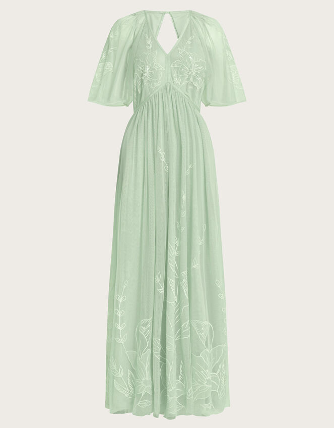Kacia Embroidered Maxi Dress, Green (SAGE), large