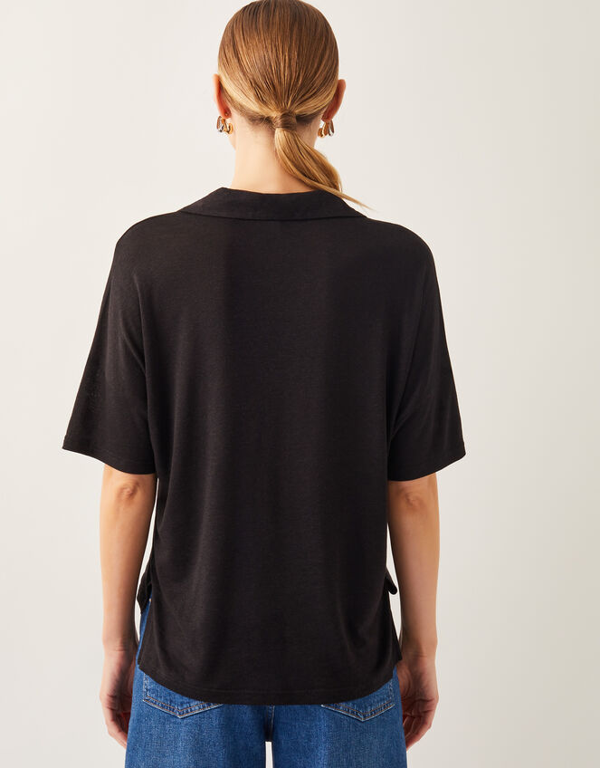 Cara Collar Jersey T-Shirt, Black (BLACK), large