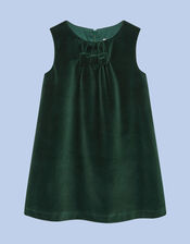 Trotters Emerald Velvet Pinafore Dress, Green (GREEN), large