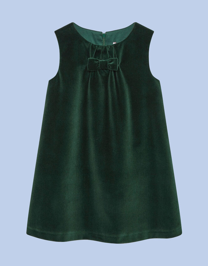 Trotters Emerald Velvet Pinafore Dress, Green (GREEN), large