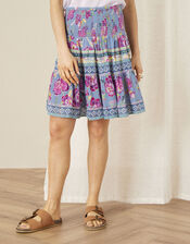 Kitty Floral Shirred Skirt, Blue (BLUE), large