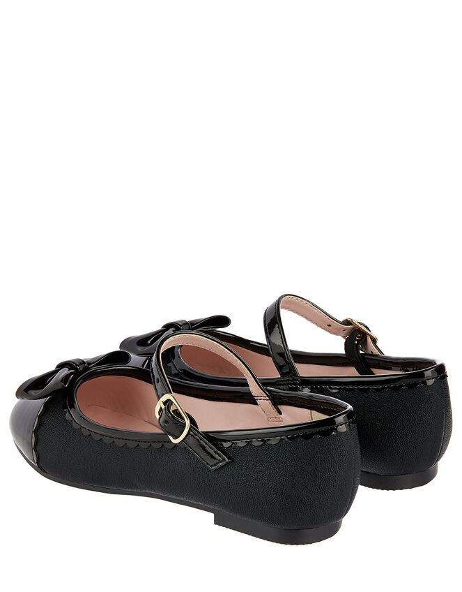 Delilah Scallop Toe Bow Ballerina Flats, Black (BLACK), large