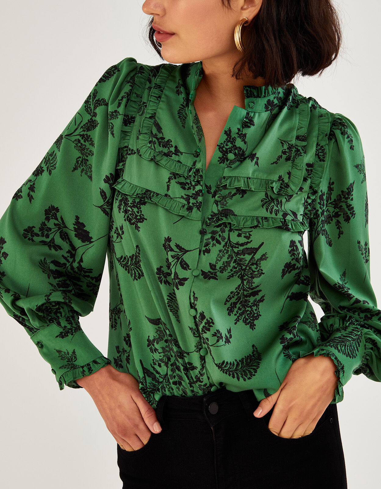 Tilda Satin Blouse Green Tops T shirts Monsoon UK