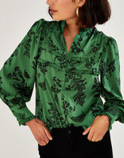 Tilda Satin Blouse, Green (GREEN), large