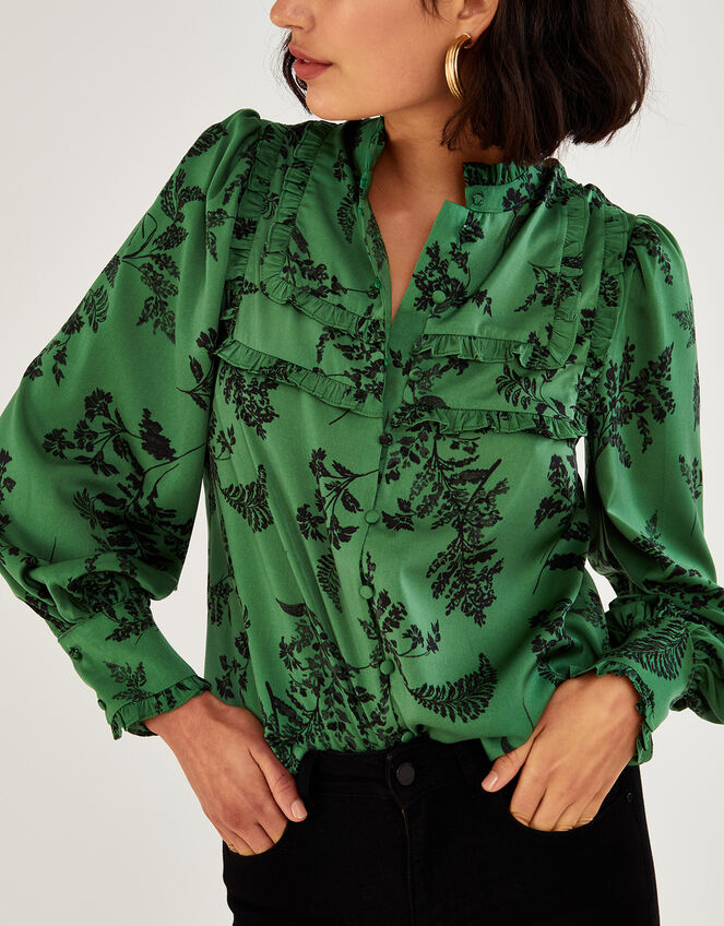 Tilda Satin Blouse, Green (GREEN), large