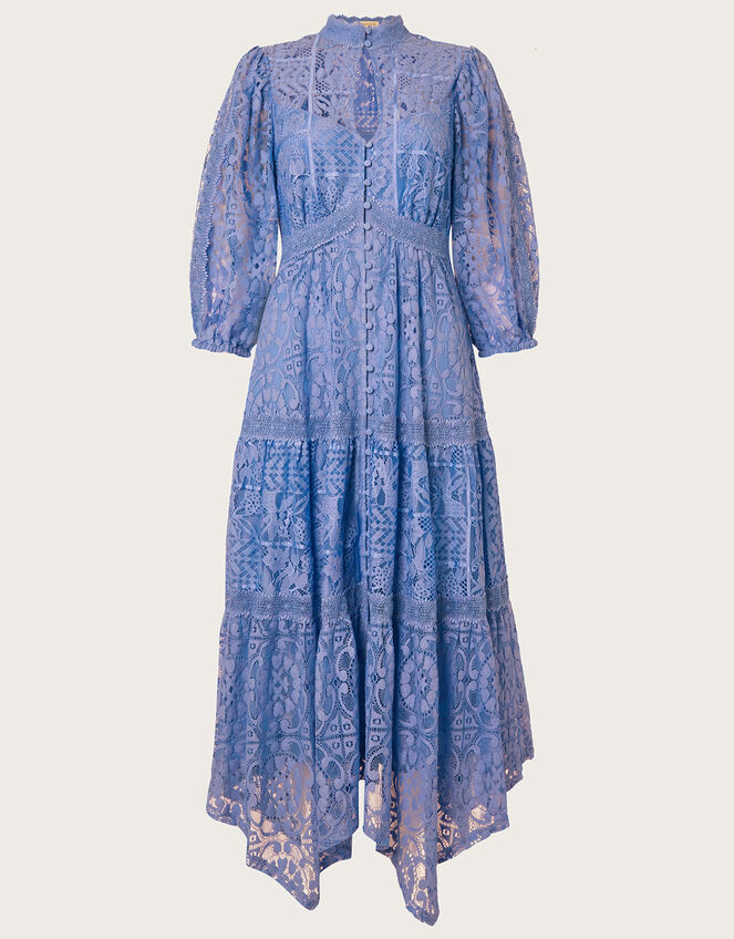 Rhea Lace Hanky Hem Shirt Dress, Blue (BLUE), large