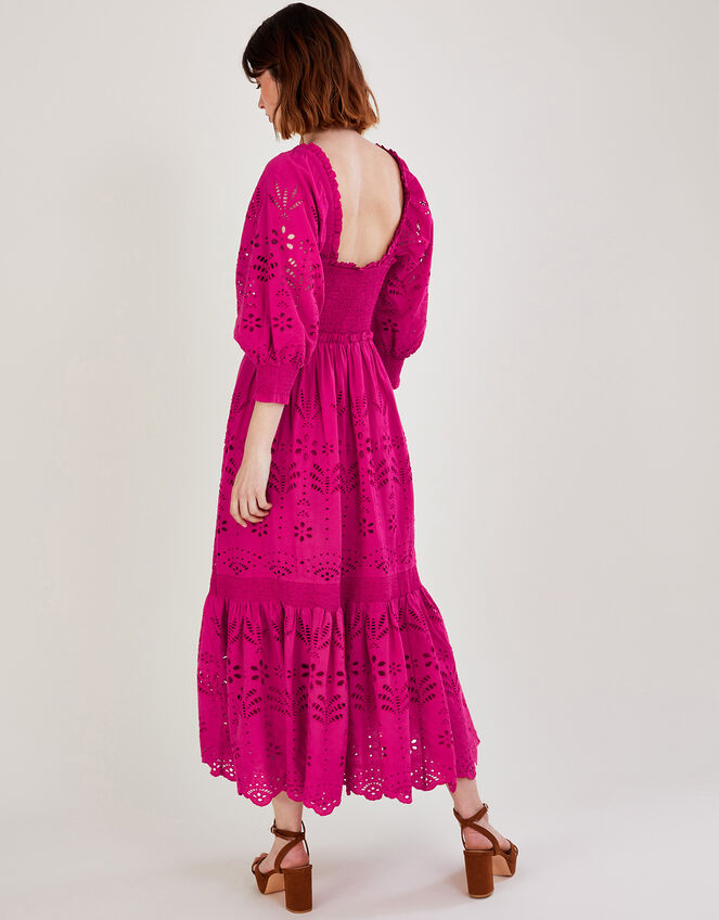 Meera Broderie Midi Dress, Pink (PINK), large