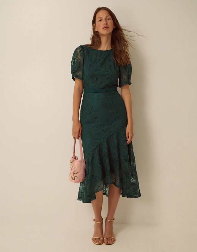 Megan Rose Lace Midi Dress, Green (DARK GREEN), large