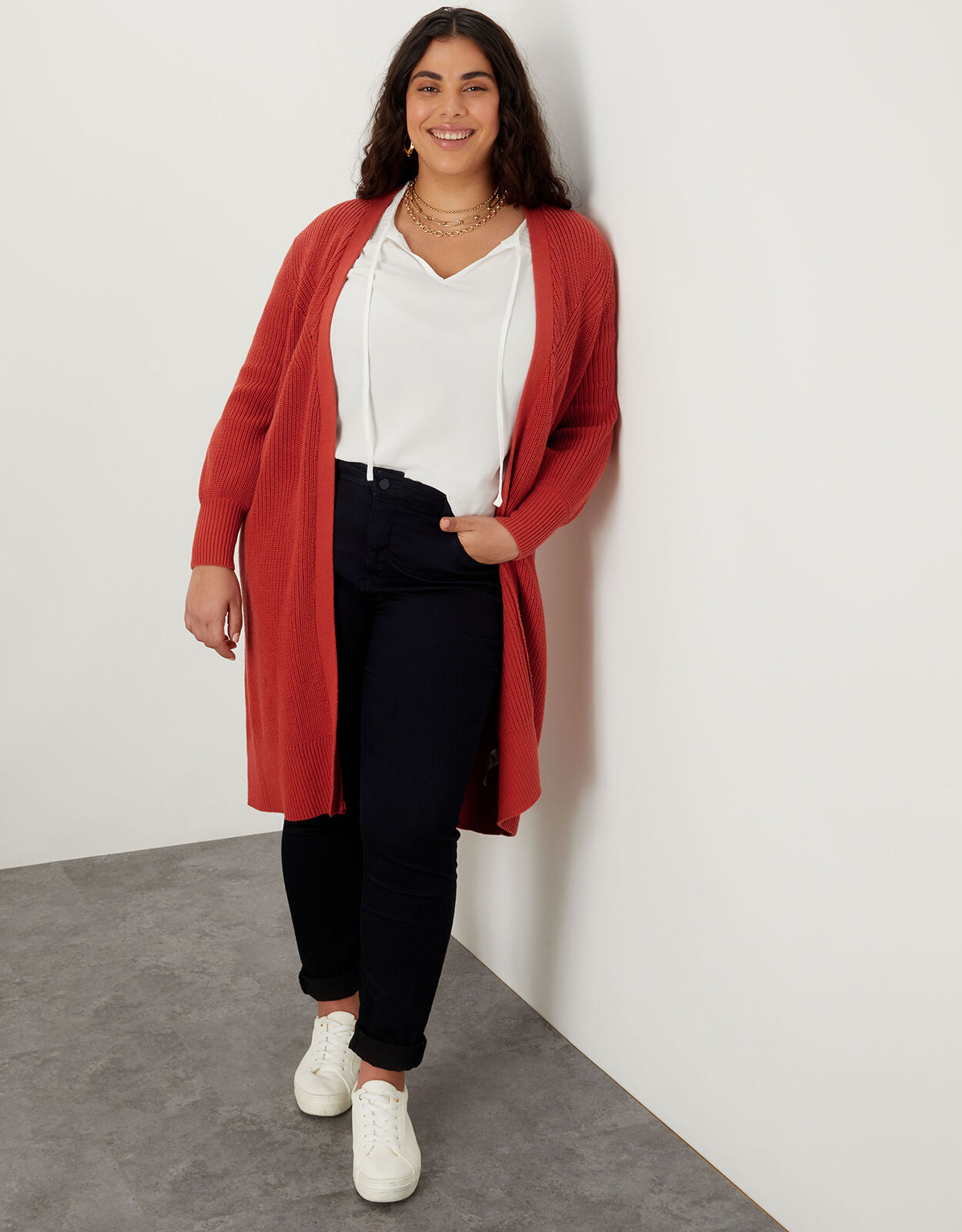 Ruby Cotton Rib Maxi Cardigan Orange