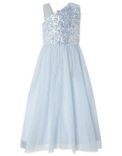 Nadia One-Shoulder Sequin Dress, Blue (BLUE), large