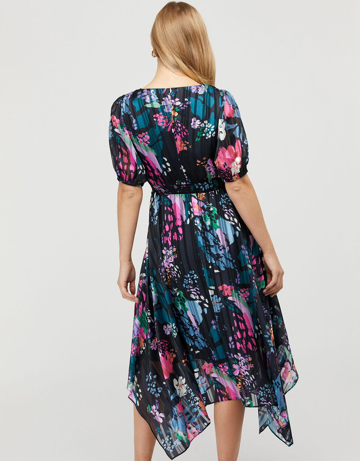 Penny Floral Hanky Hem Dress Blue