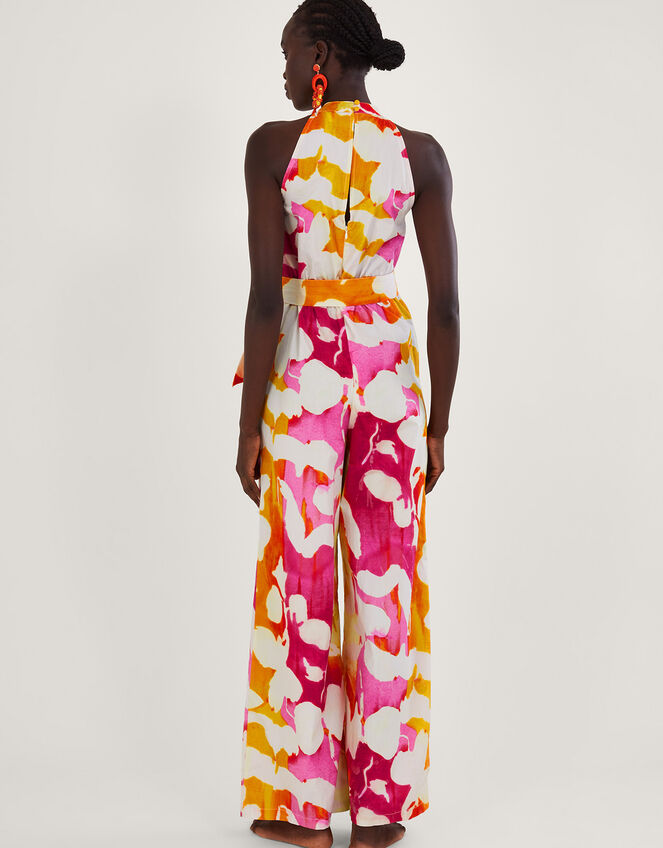 Elaxi Abstract Print Jumpsuit Pink Jumpsuits Monsoon UK.