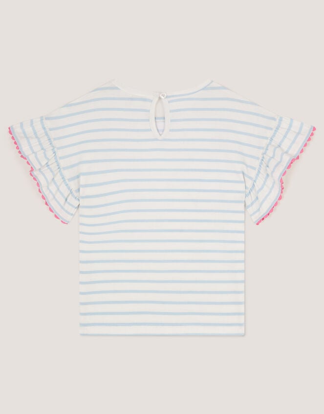 Sequin Bow Stripe T-Shirt, Ivory (IVORY), large