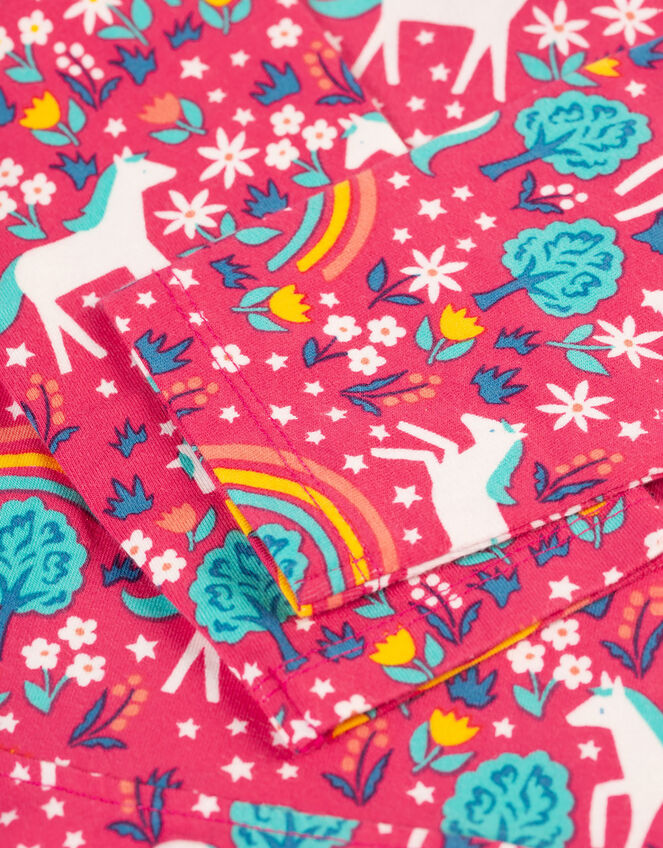 Frugi Unicorn Print Skater Dress, Pink (PINK), large