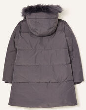 Asymmetric Ruffle Coat, Grey (GREY), large