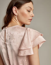 Ester Satin Ruffle Midi Dress, Pink (PINK), large