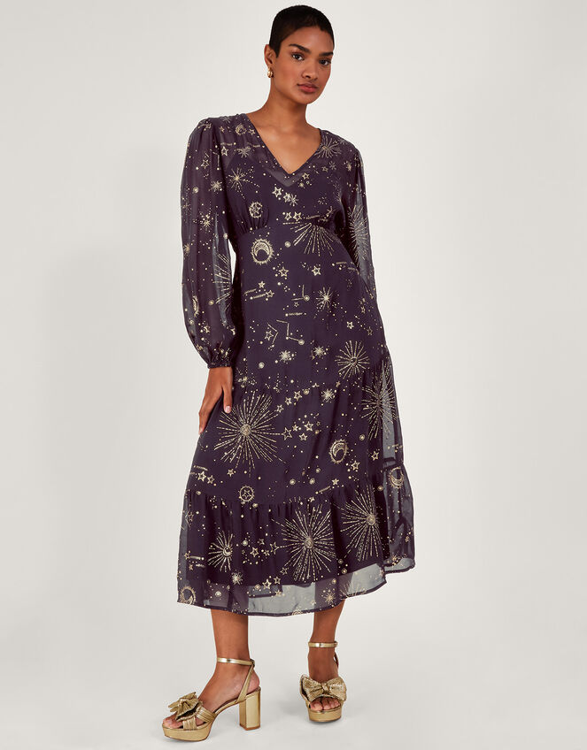 Cassie Zodiac Midi Dress, Blue (MIDNIGHT), large