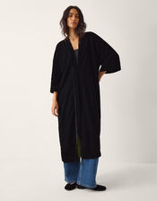 La Galeria Elefante Floral Embroidered Velvet Kimono, Black (BLACK), large