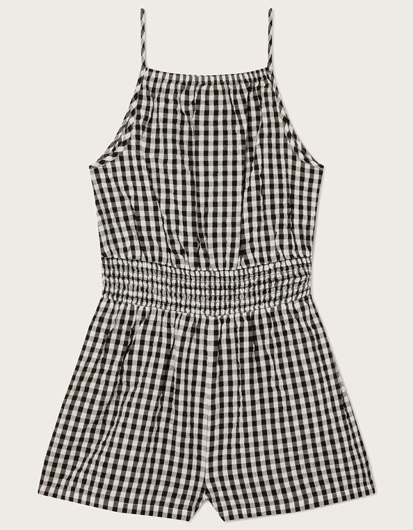 Gingham Playsuit, Black (BLACK), large