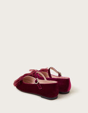 Velvet Bow Ballerina Flats, Red (BURGUNDY), large