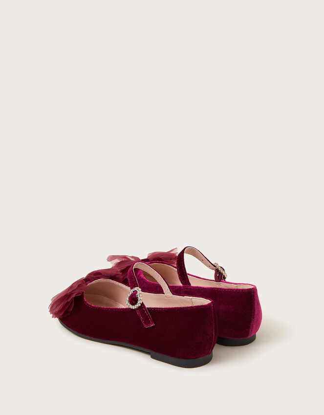 Velvet Bow Ballerina Flats, Red (BURGUNDY), large