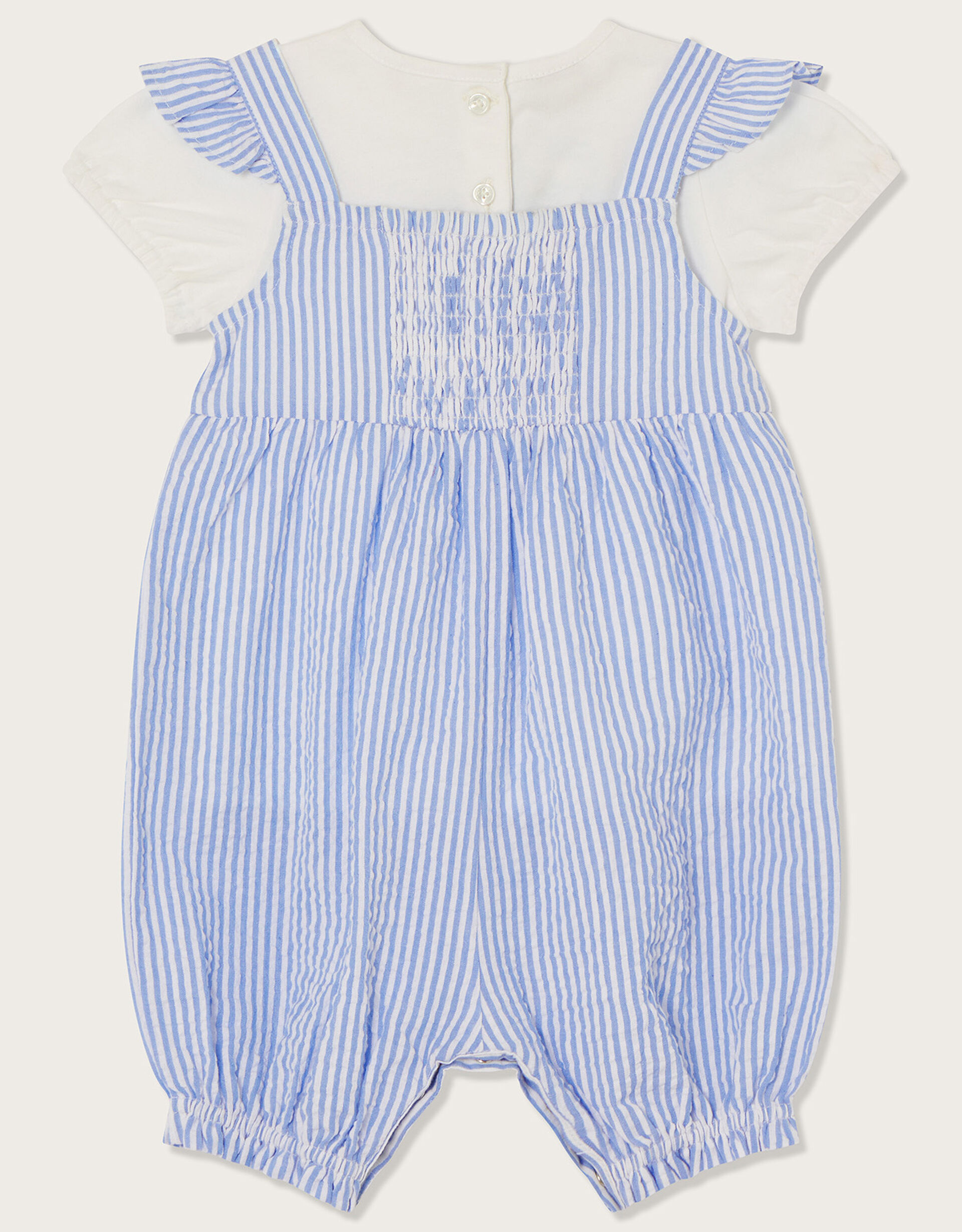 Aster Baby Romper, Blue Seersucker main image 0