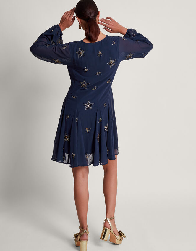 Selena Star Embellished Dress, Blue (BLUE), large