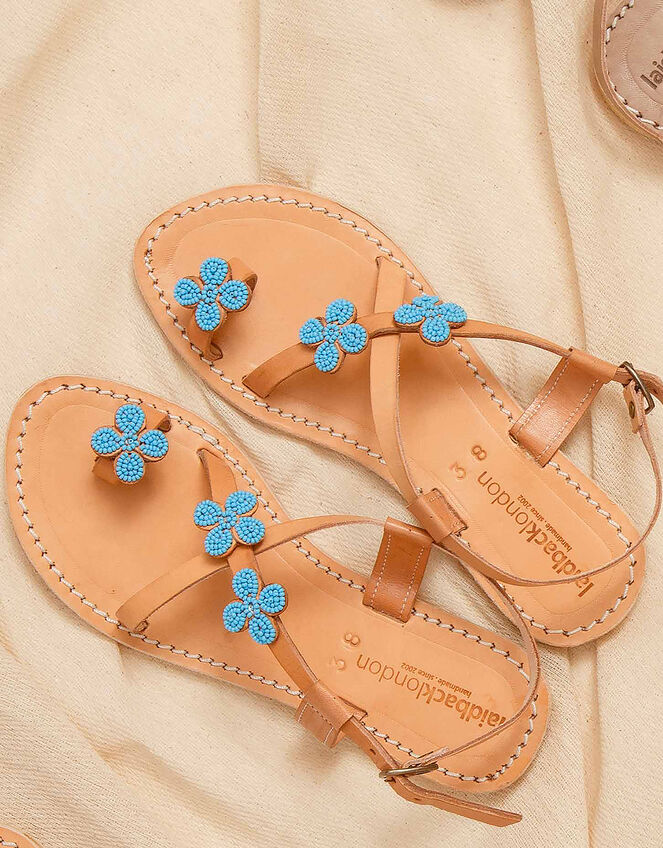 Laidback London Blyth Leather Sandals, Blue (TURQUOISE), large