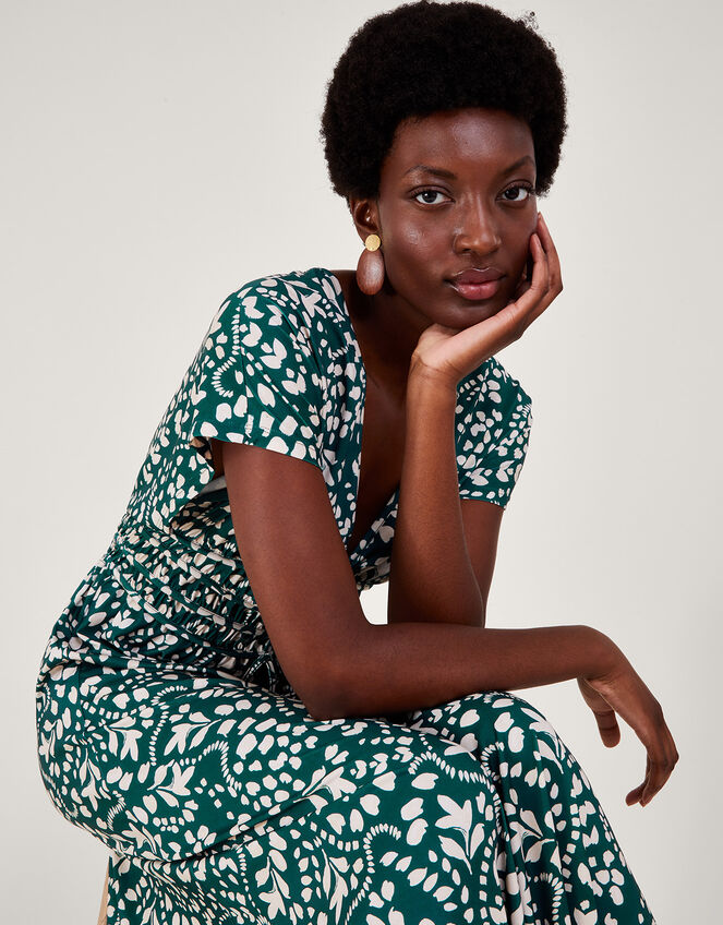 Print FitandFlare Midi Dress Green Work Dresses Monsoon UK.