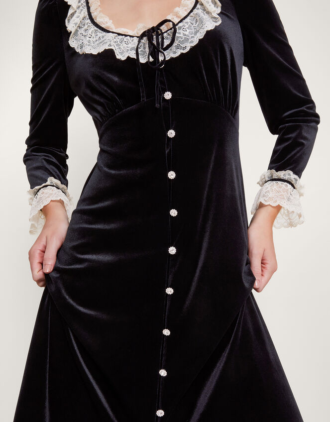 Vali Velvet Tea Dress, Black (BLACK), large