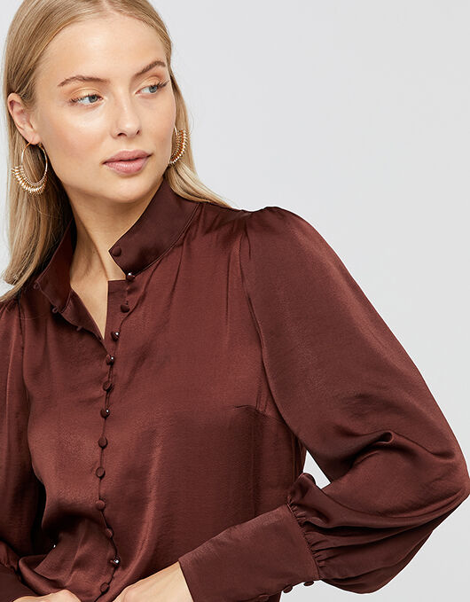 Brown blouse women clearance