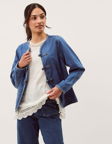 Lauren Knot Denim Jacket, Blue (MID AUTHENTIC BLUE), large