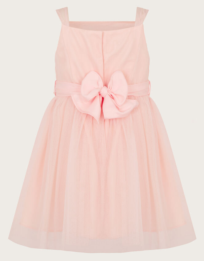Baby Fleur Flower Belt Tulle Dress, Pink (PINK), large