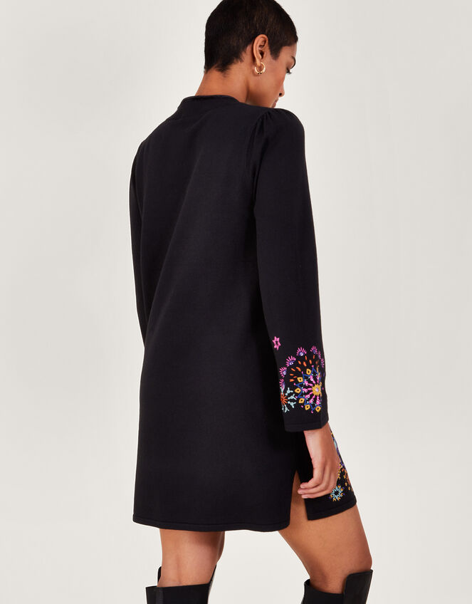 Embroidered Tunic Dress, Black (BLACK), large