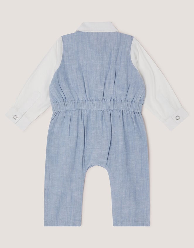 Newborn Arlo Waistcoat Romper, Blue (BLUE), large