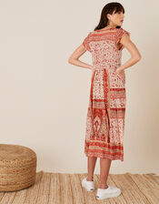 Heli Heritage Print Jersey Midi Dress, Orange (ORANGE), large