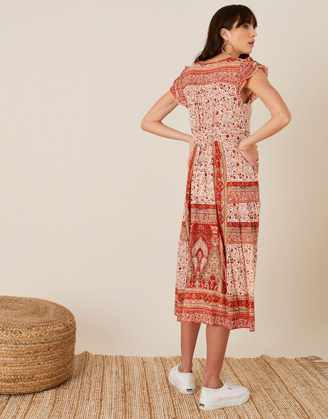 Heli Heritage Print Jersey Midi Dress, Orange (ORANGE), large