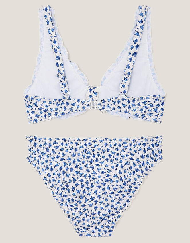 Ditsy Print Frill Bikini Set, Ivory (IVORY), large